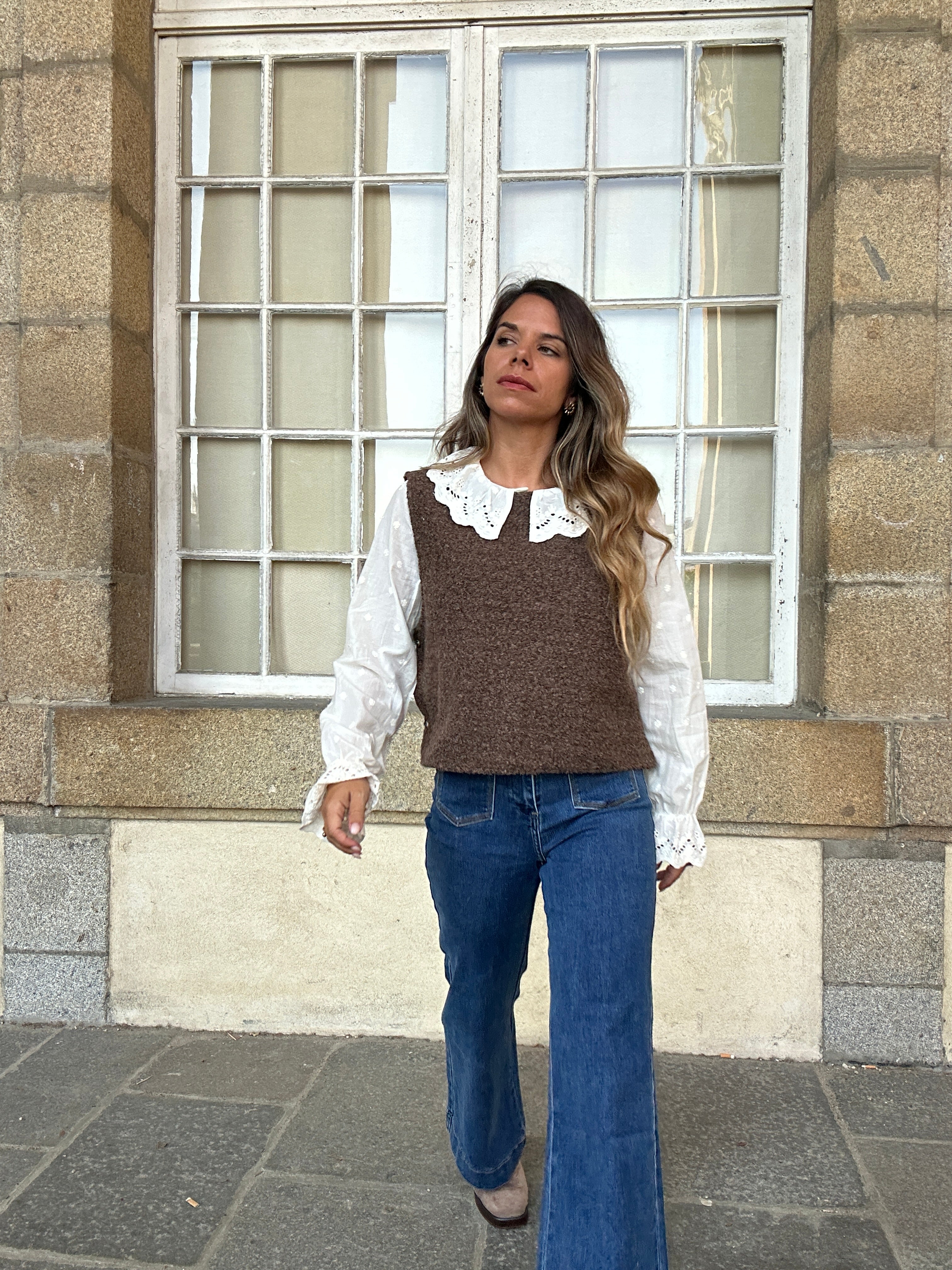 Jersey sin mangas Louisa marrón