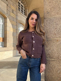 Giulia chunky knit cardigan in chocolate