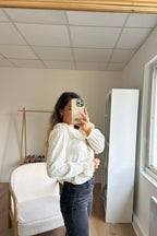 Ambre beige wide-collar blouse