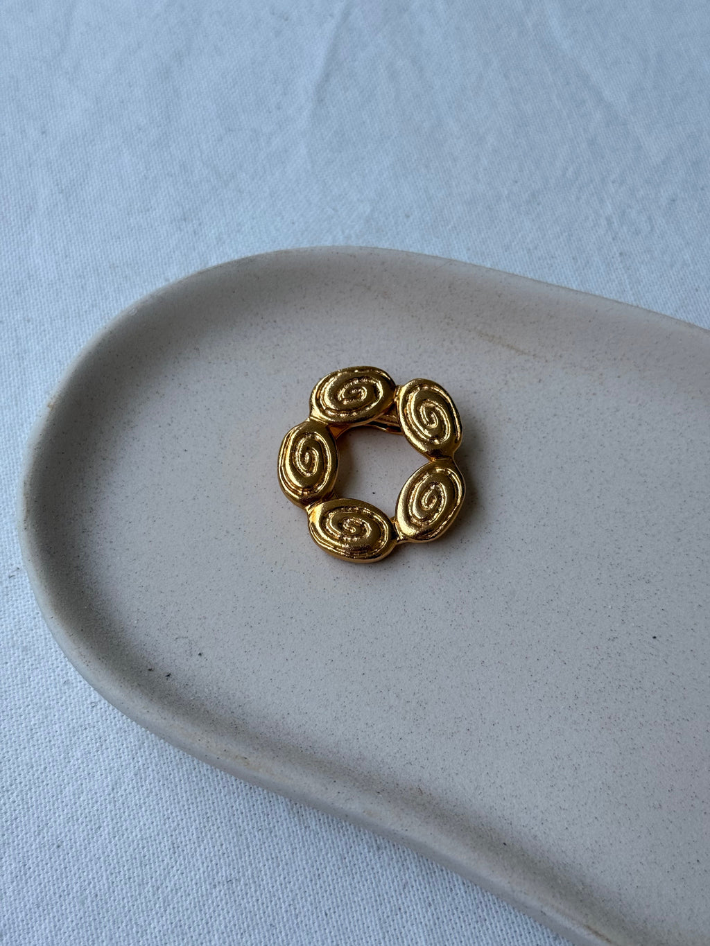 Vintage Scarf Ring - Gold-Tone Organic Shapes