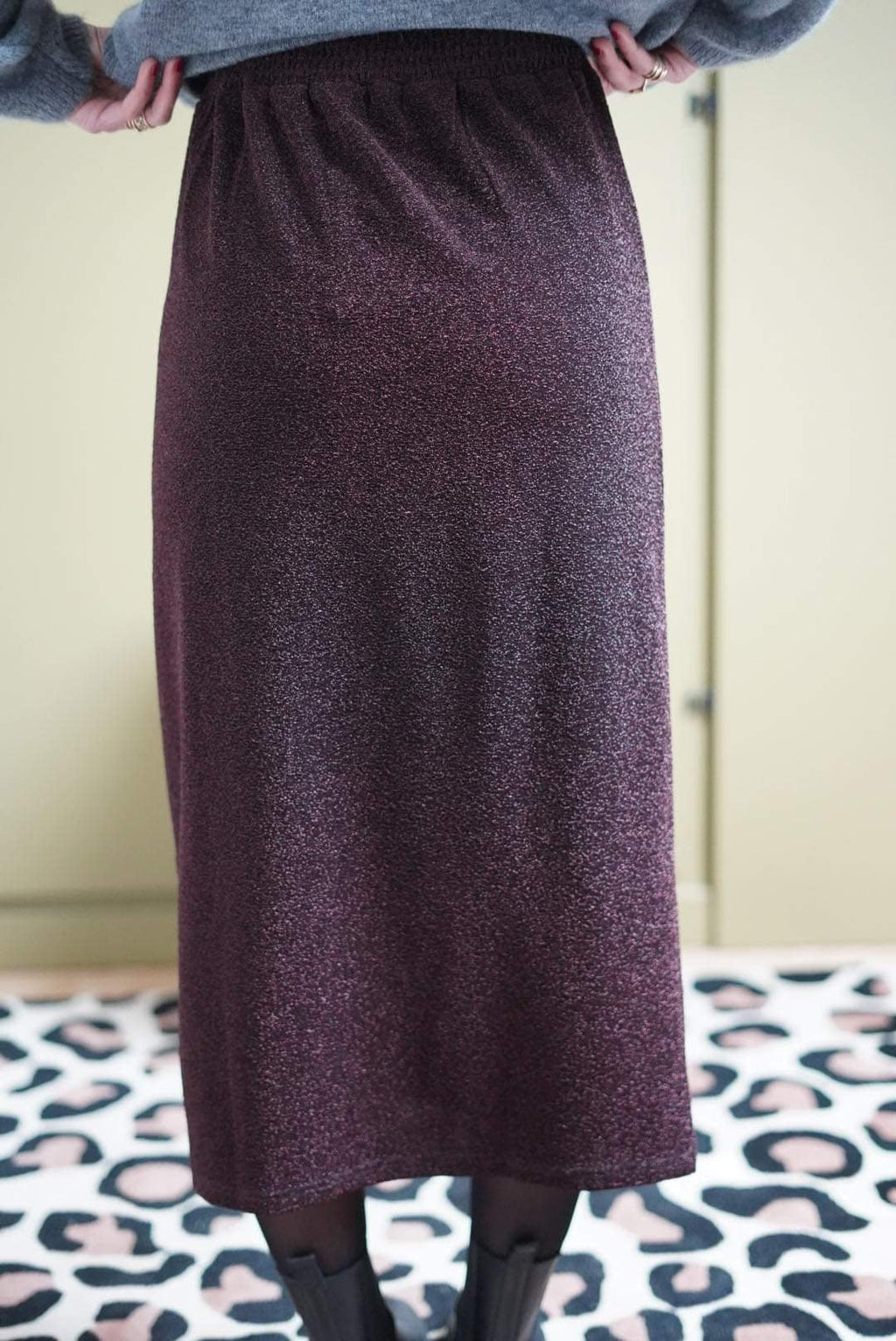 Bronze Glitter Eva Midi Skirt