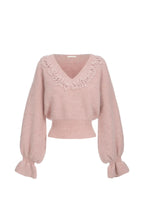 Pull En Mohair Et Laine À Crochet - Rose Pâle