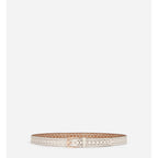 25mm Smooth Openwork Leather Belt - Ivory
