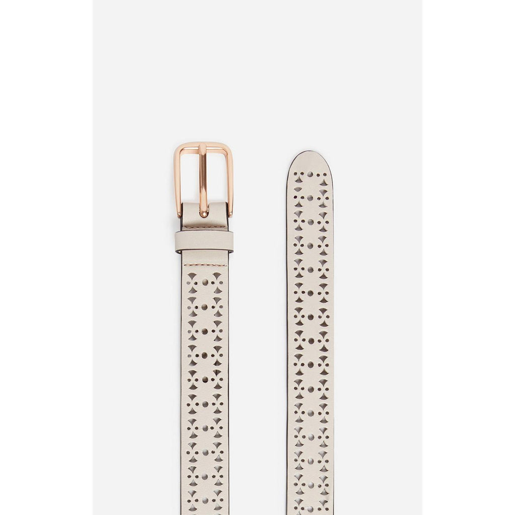 25mm Smooth Openwork Leather Belt - Ivory