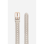 25mm Smooth Openwork Leather Belt - Ivory