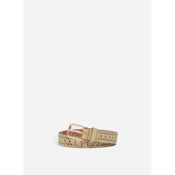 25mm Cut-Out Smooth Leather Belt - Olive