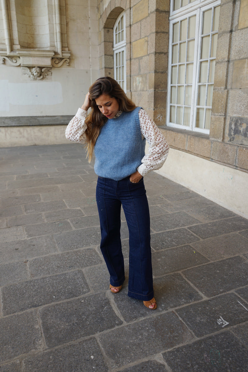 Adèle Jean Blue Sleeveless Sweater