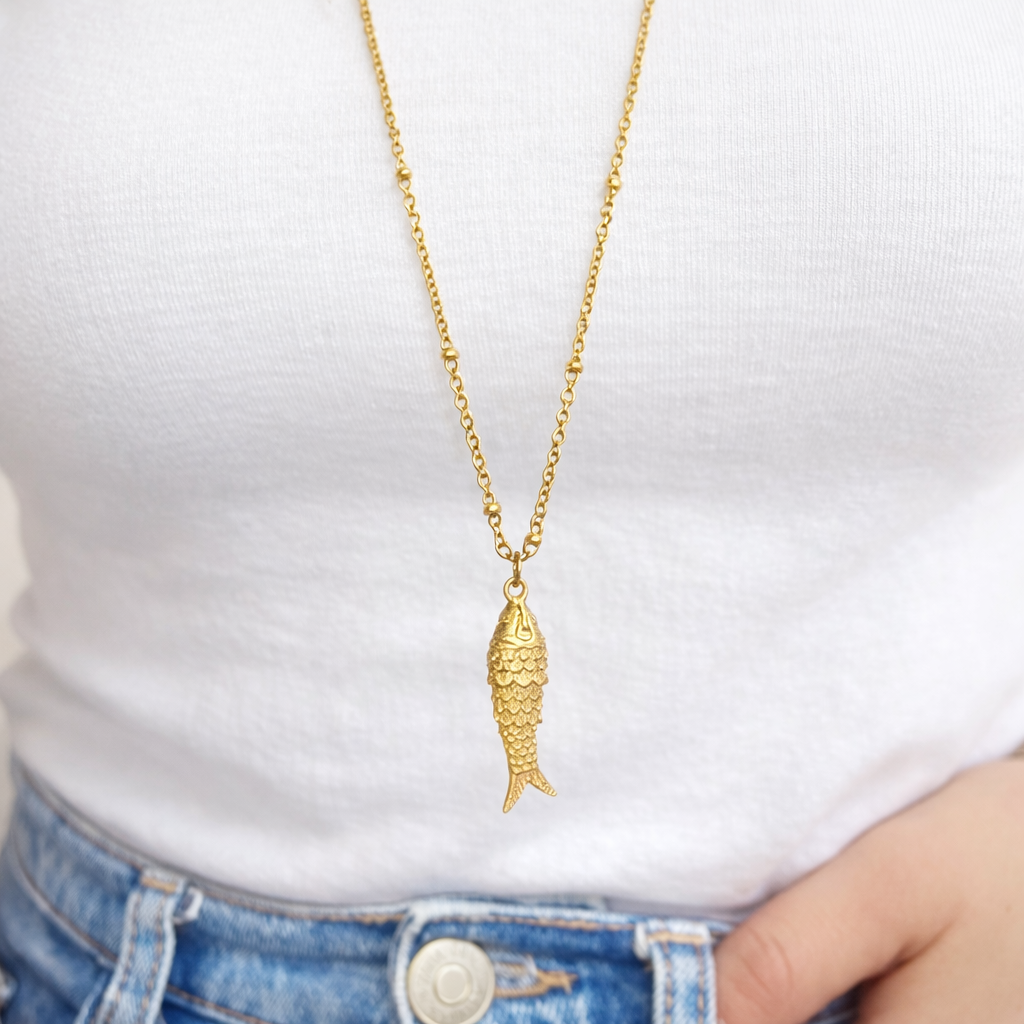 Pez Necklace - Long Necklace - Gold Or Silver