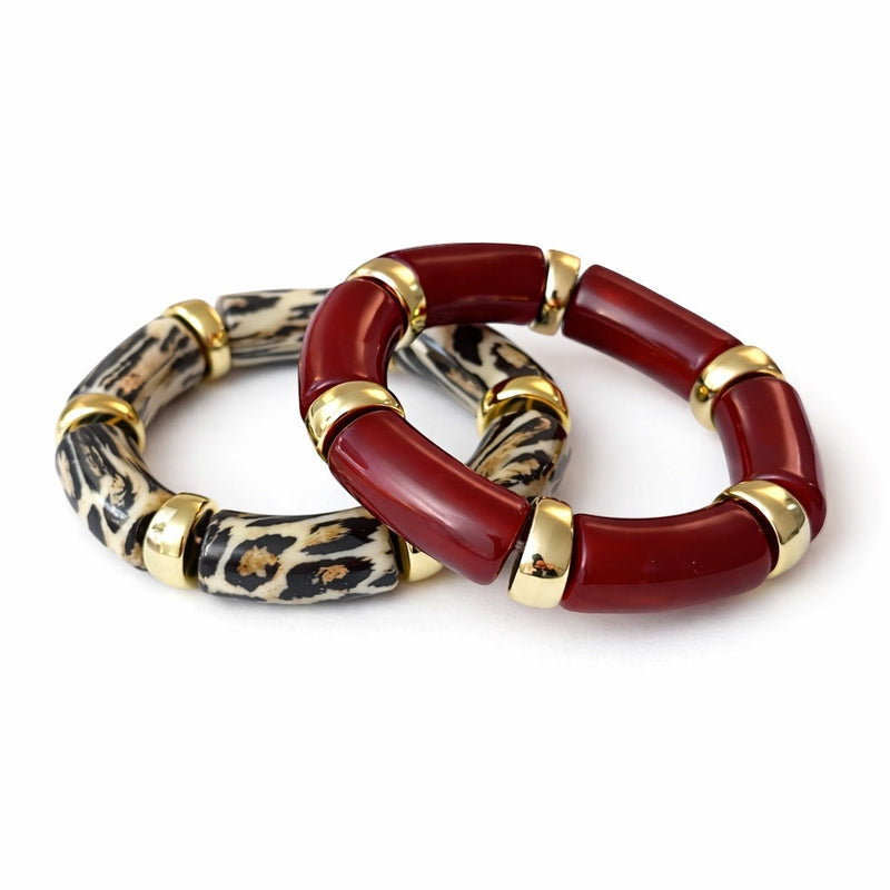 Set of 2 Gemini Bracelets - Burgundy