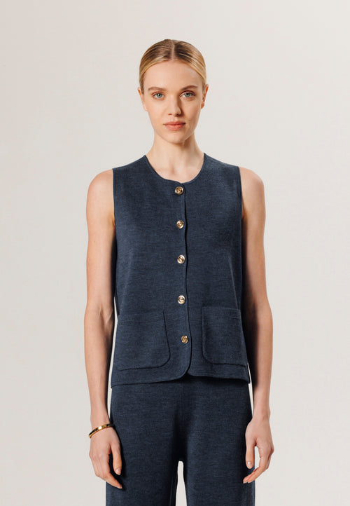 Gilet Sans Manches Milano - Bleu Denim - Femme