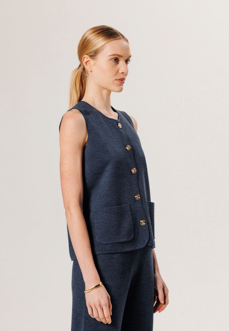 Gilet Sans Manches Milano - Bleu Denim - Femme