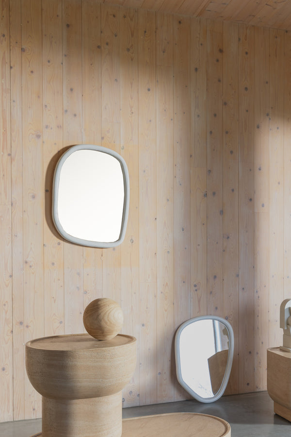Looks M - Mirror - Mango wood - Off-White