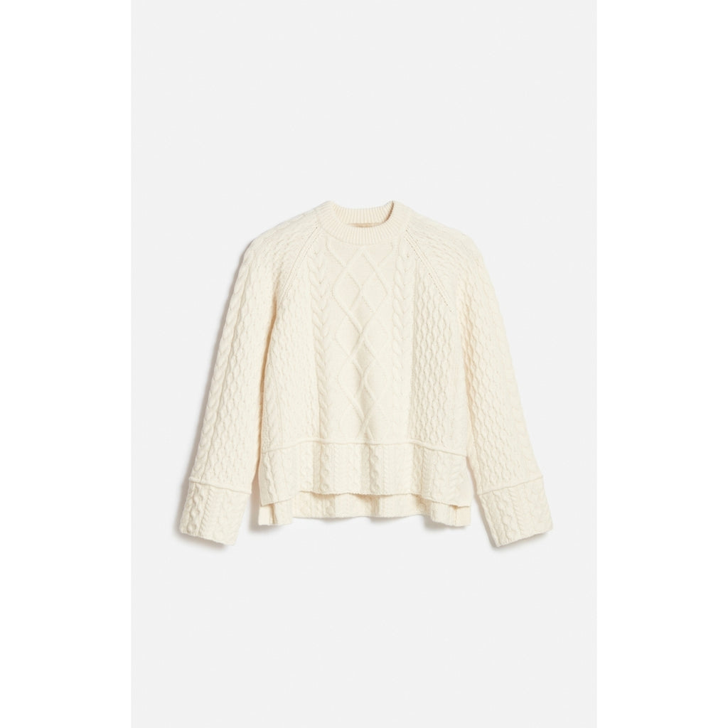 Pull Col Rond Folk - Ecru