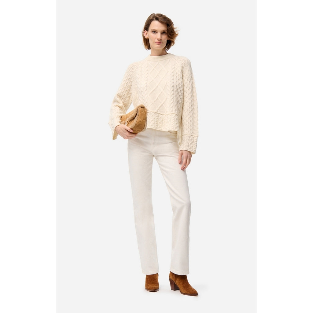 Pull Col Rond Folk - Ecru