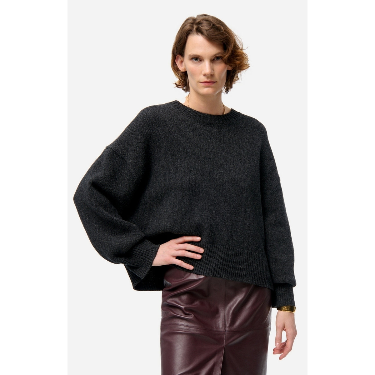 Pull Col Rond Fortuna - Anthracite