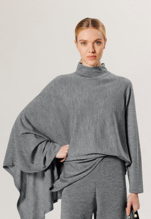 Poncho Asymetrique - Gris - Femme