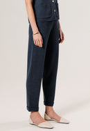 Pantalon Droit Revers - Bleu Denim - Femme