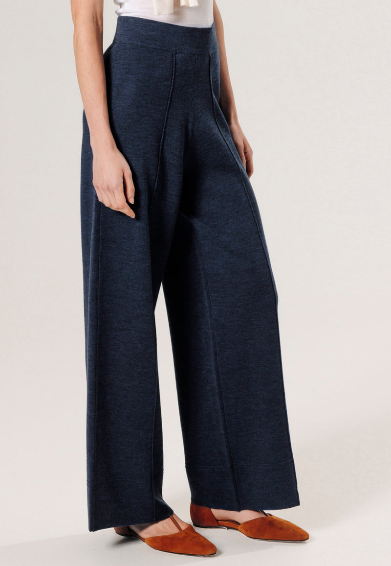 Pantalon Large - Bleu Denim - Femme