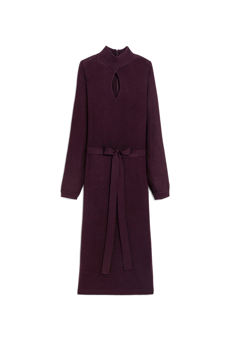 Robe Longue Ceinture - Violet Aubergine - Femme