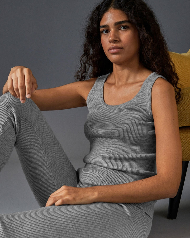 Camiseta de tirantes Cotele - Gris Plata - 100% Lana - Mujer