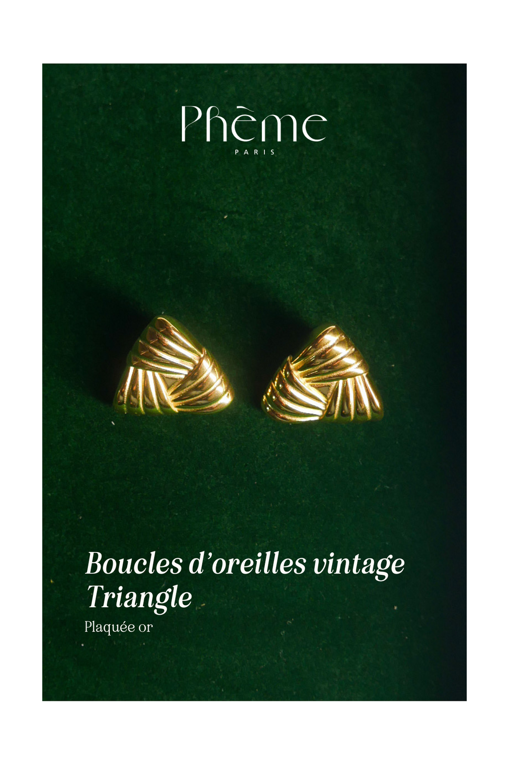 Vintage Triangular Earrings - Gold Plated