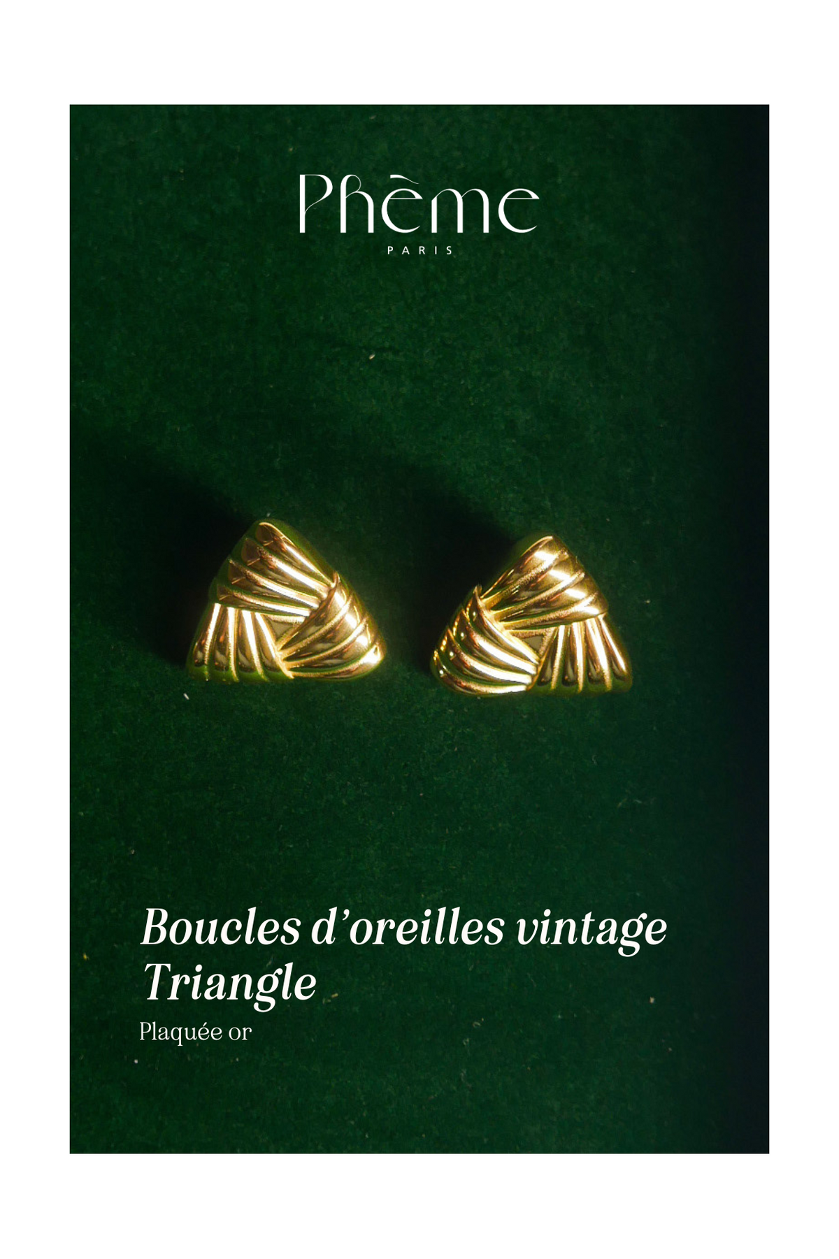 Vintage Triangular Earrings - Gold Plated