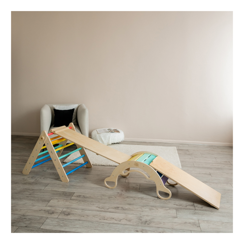 Grand Triangle De Pikler + 2 Planches Double Face + Bascule D'Équilibre
