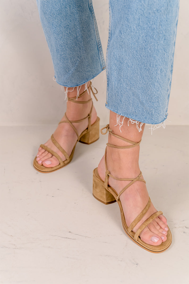 Sandalias De Tacón Grecia - Camel