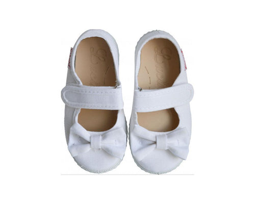 Babies Velcro - Noeud Blanc - Fille