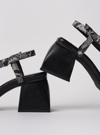 Sandalias Square Crush Python tacón cuadrado
