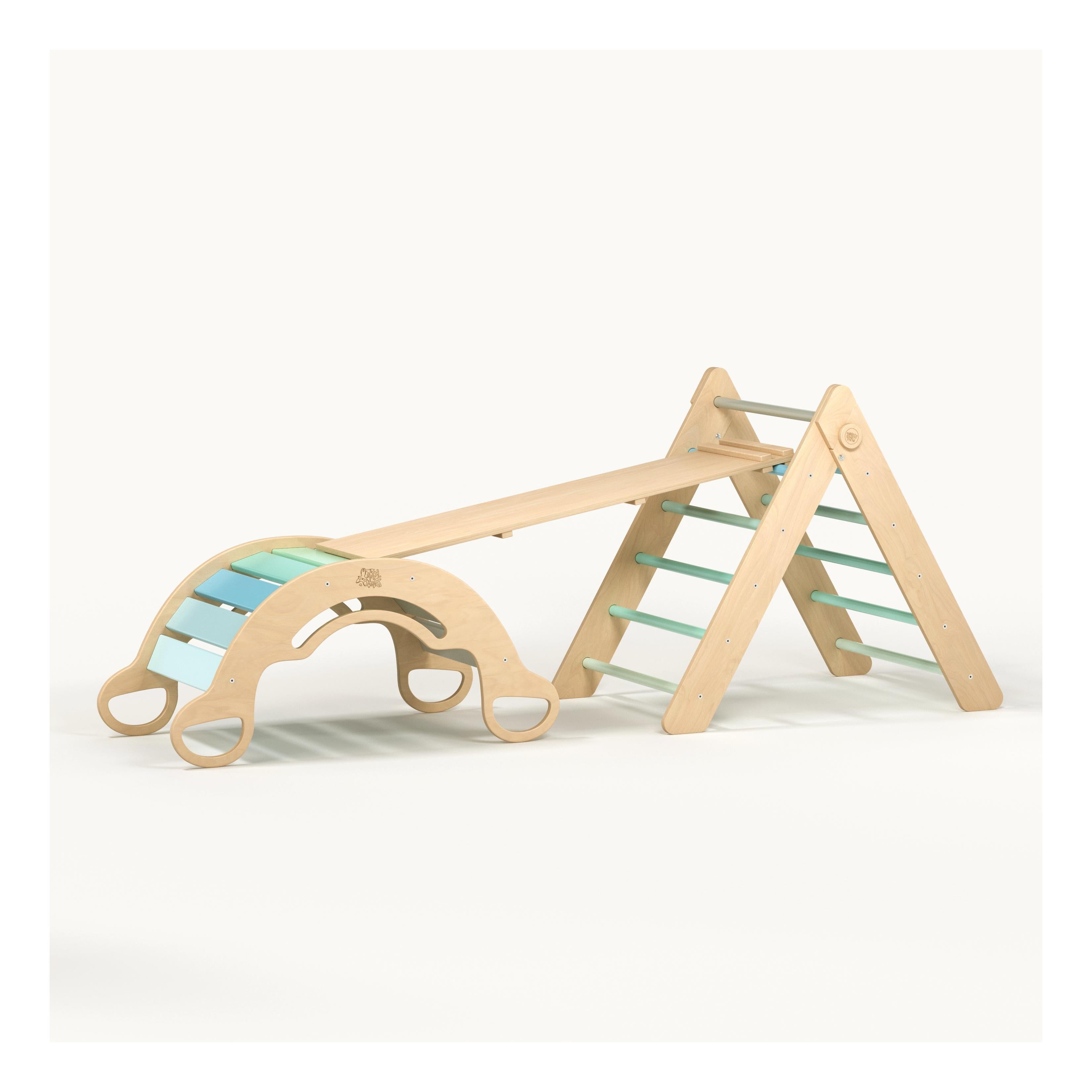 Triangle De Pikler + Grand Toboggan Double Face + Bascule D'Équilibre
