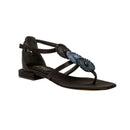 Coins Black Flat Ankle Toe Sandal