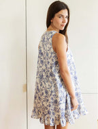 Blauwe jurk met bloemenprint Jesica