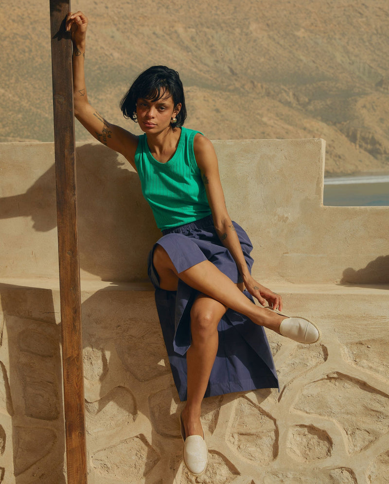 Jupe Longue Coton Bio - Marine - Femme