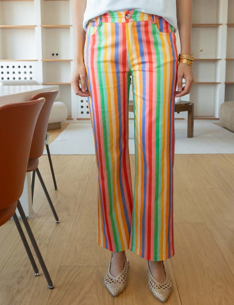 Jean À Rayures Multicolores Jony
