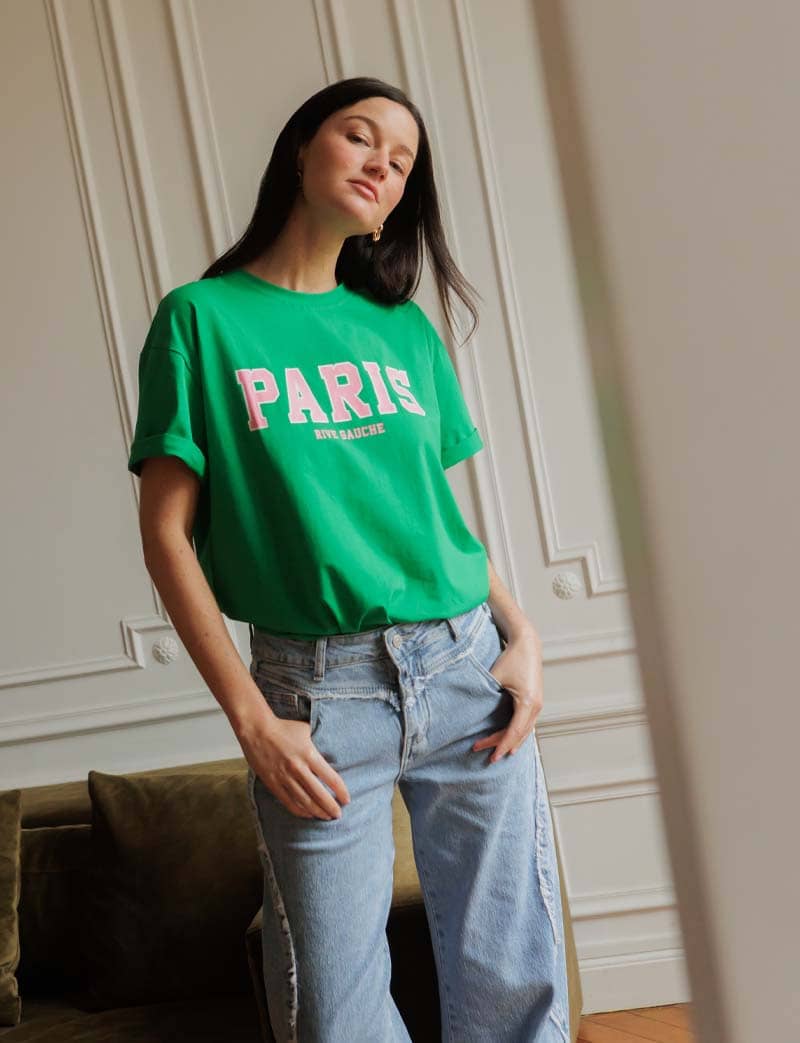 Green & Pink Paris Rive Gauche T-Shirt