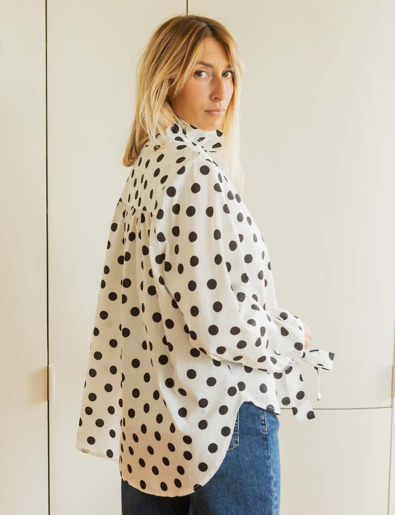 Chemise Blanche À Pois Noirs Mateo