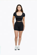 Top Square a Maniche Corte - Black
