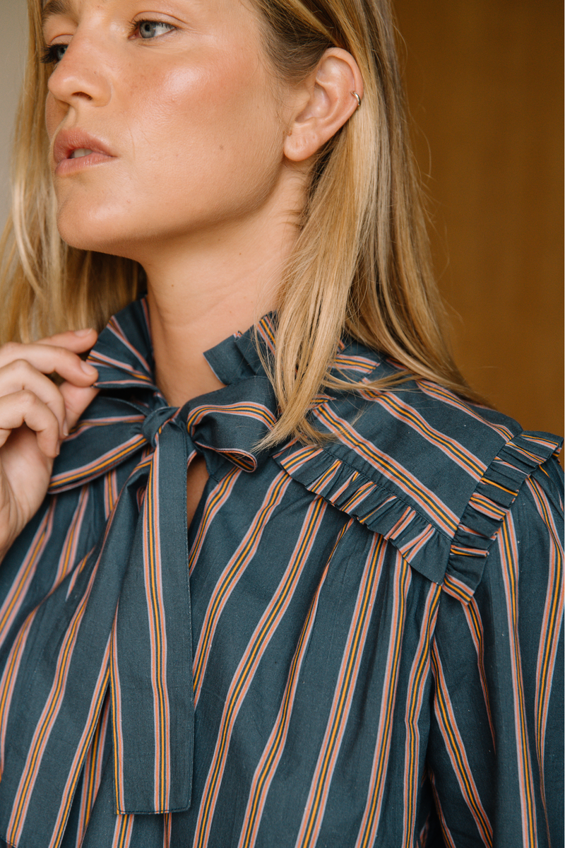 Blouse Georgie - Rayures Bleu Marine