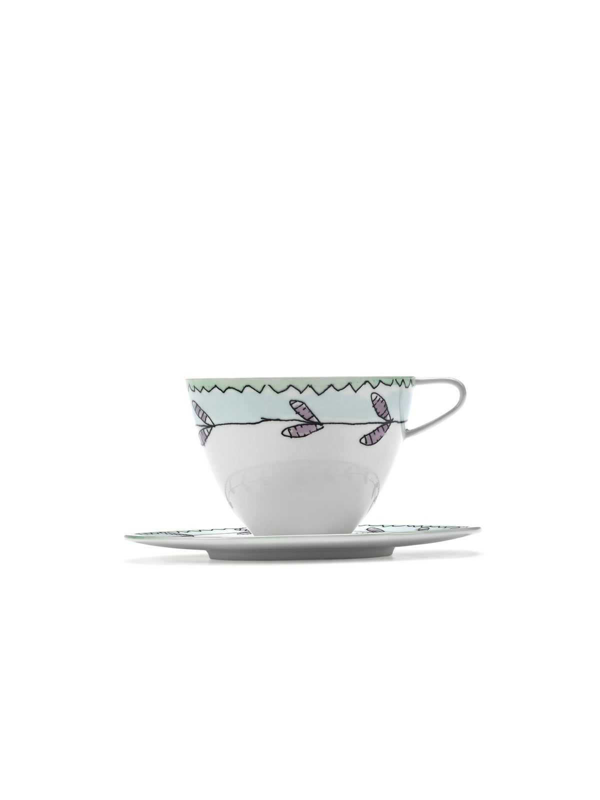 Midnight Flowers - Lot De 2 Tasses À Cappuccino + Soucoupes - Porcelaine Bone China - Blossom Milk