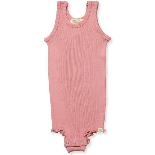 Body térmico sin mangas de seda Barcelona con volantes en seda y algodón - Rubor coral - Selección Minimalisma disponible en amaetc.com, concept store eco amigable para niños