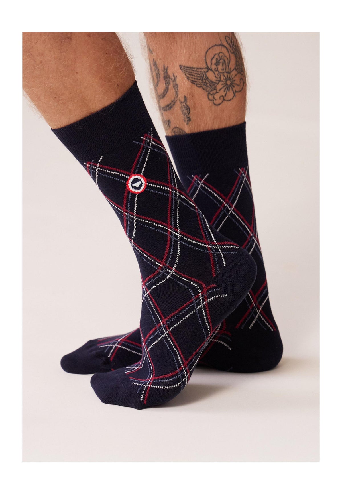 Chaussettes Mi-Hautes À Carreaux Fantaisie Lucas Tartan - Marine