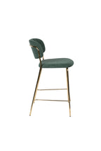 Jolien - Tabouret De Bar & De Comptoir - Tissu - Doré/Vert Foncé