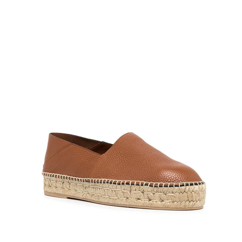 Espadrilles - Valentino Garavani Logo-Plaque Leather - Brown
