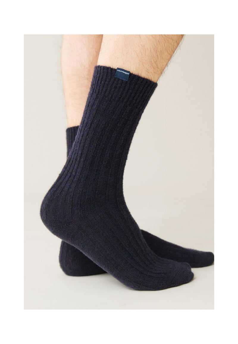 Lot De 2 Chaussettes Mi-Hautes En Mohair - Prune Et Marine