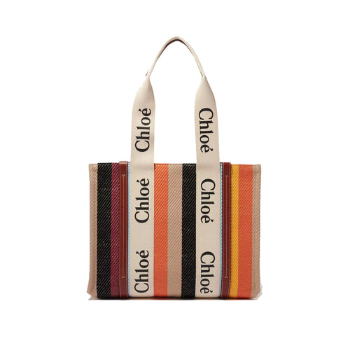 Bolso tote mediano Chloé Woody - Mujeres - Beige