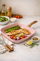 Poêle Grillée - Stonerose - 28X28 Cm Avec Manche En Bois