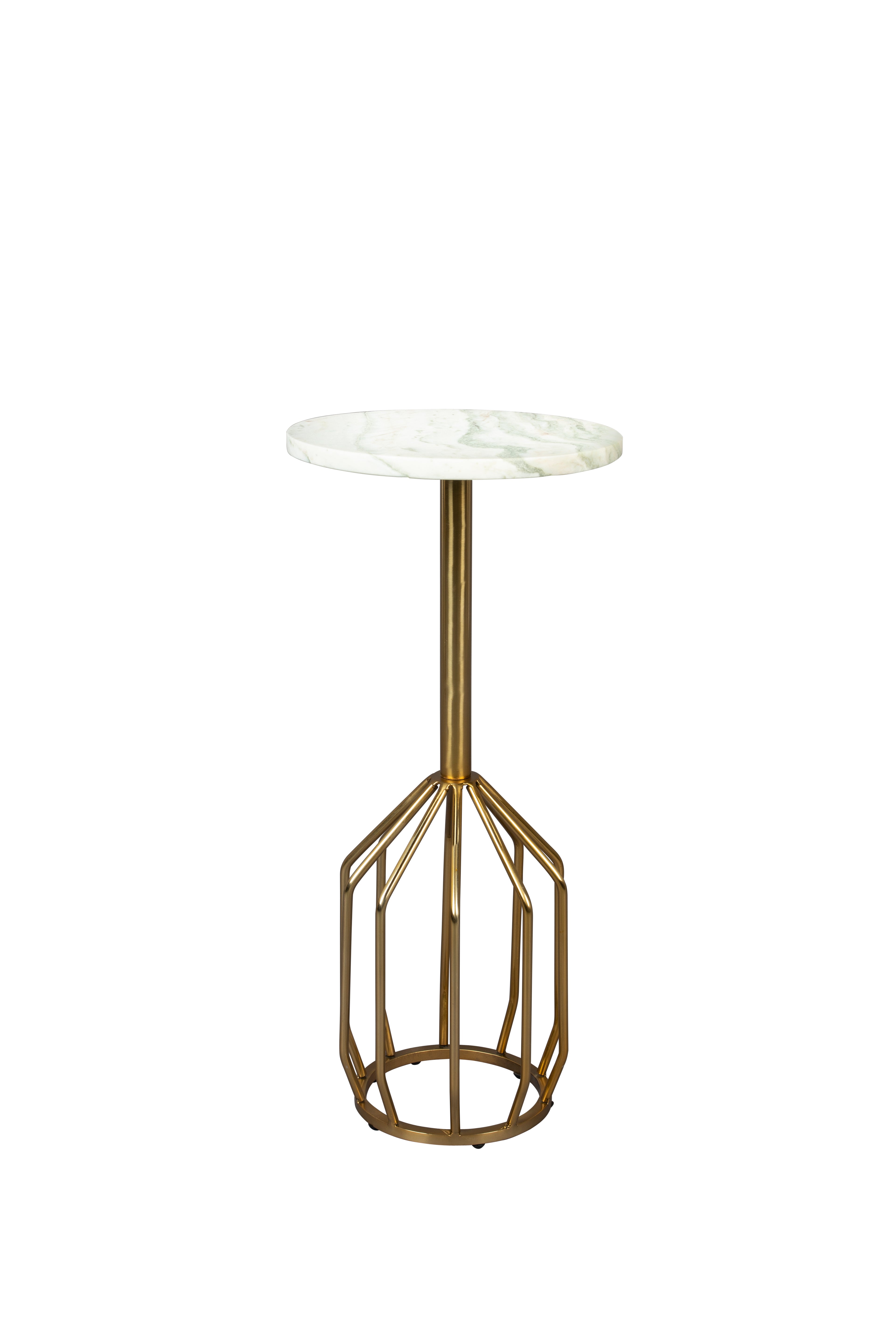 Salerno M - Side Table - Solid Marble - Green/Gold Marble