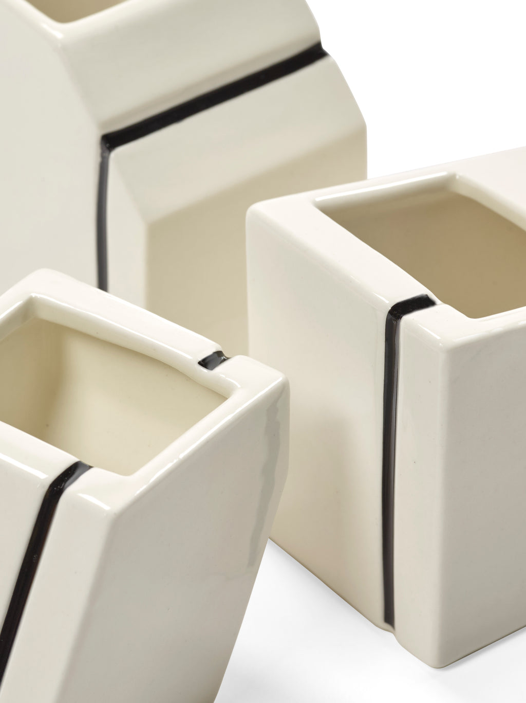 Accessories Silos - Assortiment De 3 Vases Mini - Porcelaine - Blanc