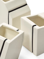 Accessories Silos - Assortiment De 3 Vases Mini - Porcelaine - Blanc